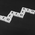 Checker letters spelling SEO. Bilingual SEO